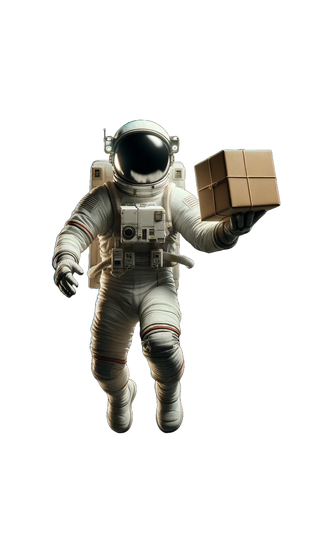 A floating astronaut in a space suit